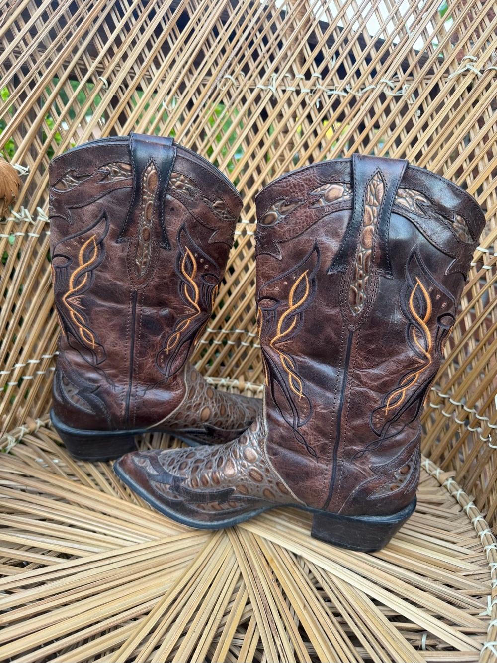 Crush by Durango brown leather pointed-toe western cowgirl boots 7.5 - Picture 7 of 12